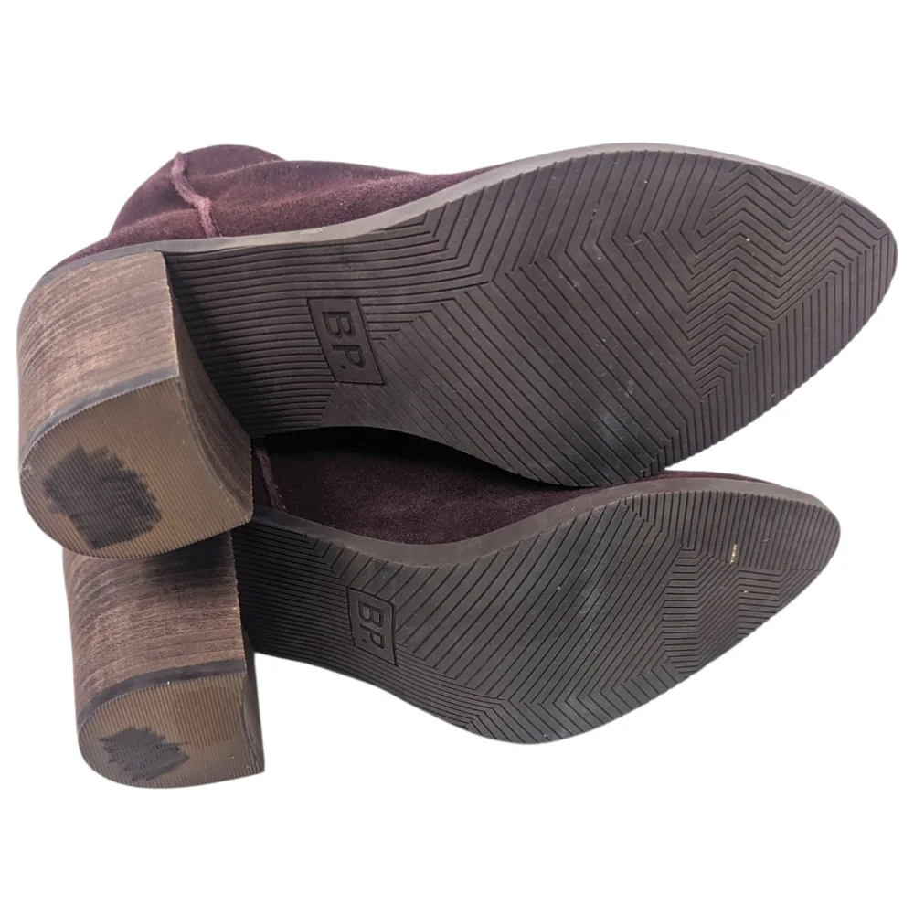 Nordstrom BP Suede Leather Ankle Boots Heeled Booties Womens 8 Purple Western